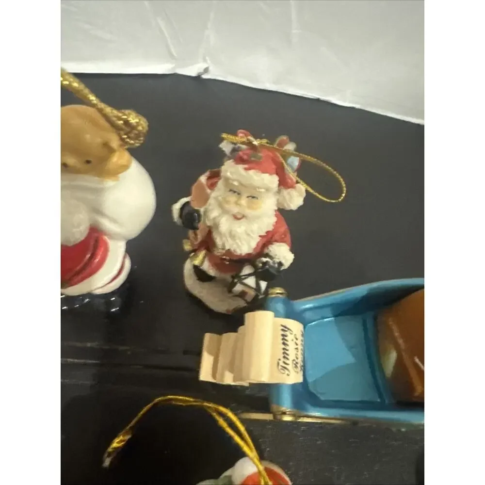 Vintage Christmas Ornament Lot Santa Glass Felt Ceramic Handmade 13 Pieces